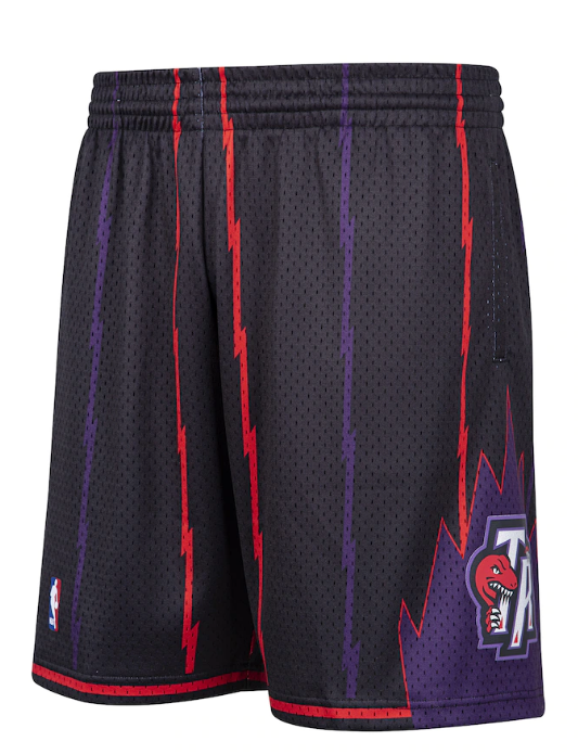 Toronto Raptors Mitchell & Ness Black Hardwood Classic Reload Swingman Shorts for Men product image 3, provided for visual