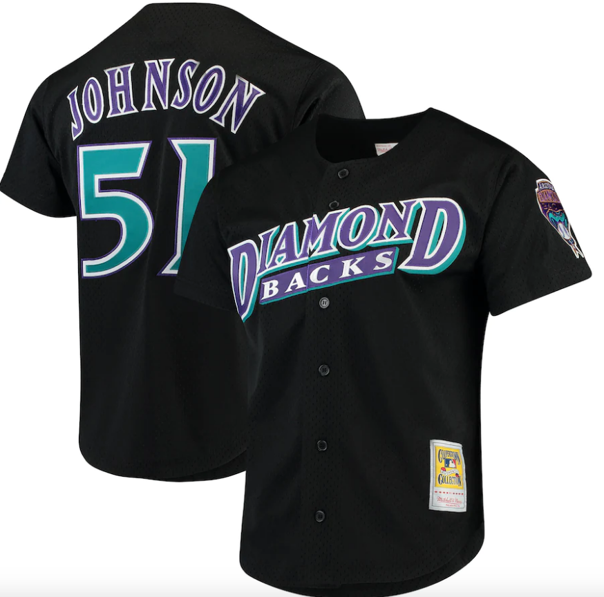 Men’s Arizona Diamondbacks Randy Johnson Mitchell & Ness Black Cooperstown Collection Batting Practice Jersey product image