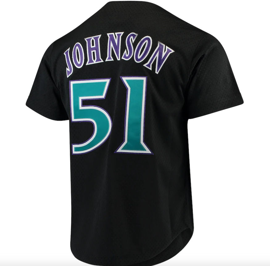 Men’s Arizona Diamondbacks Randy Johnson Mitchell & Ness Black Cooperstown Collection Batting Practice Jersey product image