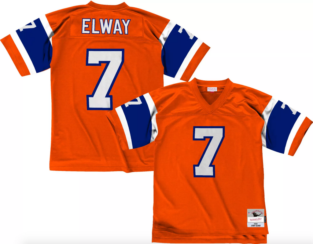 Mens Denver Broncos John Elway Mitchell & Ness Orange 1994 Retired Player Vintage Replica Jersey product image 1, provided