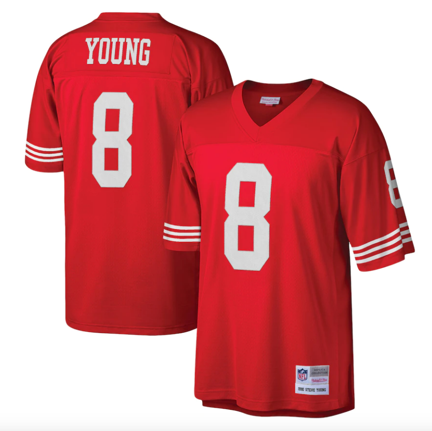 Mitchell & Ness Steve Young Scarlet San Francisco 49ers Retired Player Legacy Replica Jersey for Men product image 1,