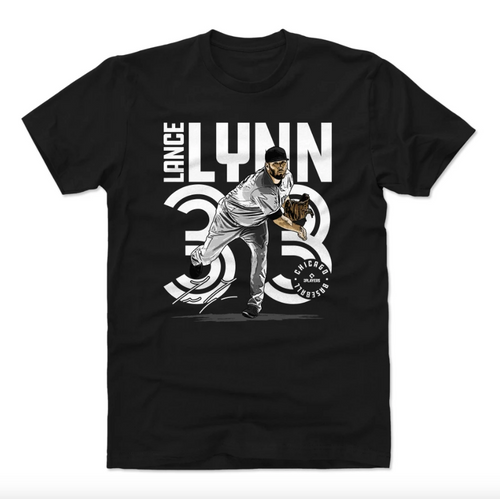 500 Level Lance Lynn Chicago MLBPA Bat Black Inline T-Shirt for Men product image 1, provided for visual reference and