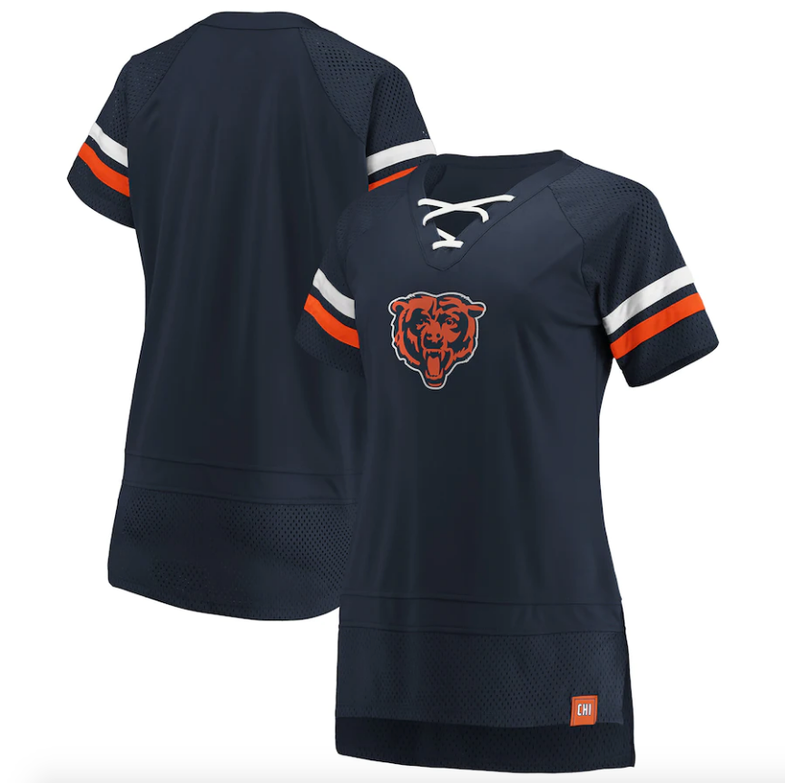 Fanatics Branded Navy/Orange Chicago Bears Draft Me Lace Up T-Shirt for Women product image 1, provided for visual reference