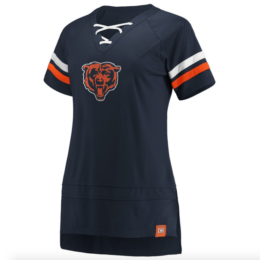 Fanatics Branded Navy/Orange Chicago Bears Draft Me Lace Up T-Shirt for Women product image 2, provided for visual reference