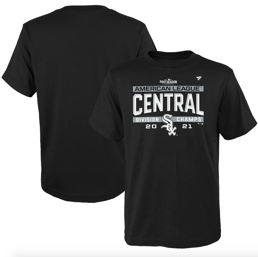 Youth Chicago White Sox Black 2021 AL Central Division Champions Locker Room T-Shirt product image 1, provided for visual