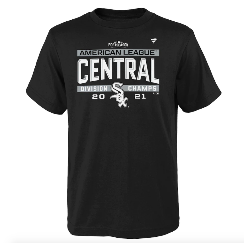 Youth Chicago White Sox Black 2021 AL Central Division Champions Locker Room T-Shirt product image 2, provided for visual