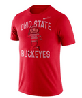 Ohio State Buckeyes Nike Old School Mascot T-Shirt- Scarlet for Men product image 1, provided for visual reference and