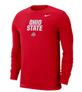 Ohio State Buckeyes Red Nike NCAA Men Lockup Long Sleeve T-Shirt product image 1, provided for visual reference and product