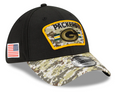 Green Bay Packers New Era Black 2021 Salute to Service Primary Logo 39THIRTY Flex Hat for Men product image 1, provided for