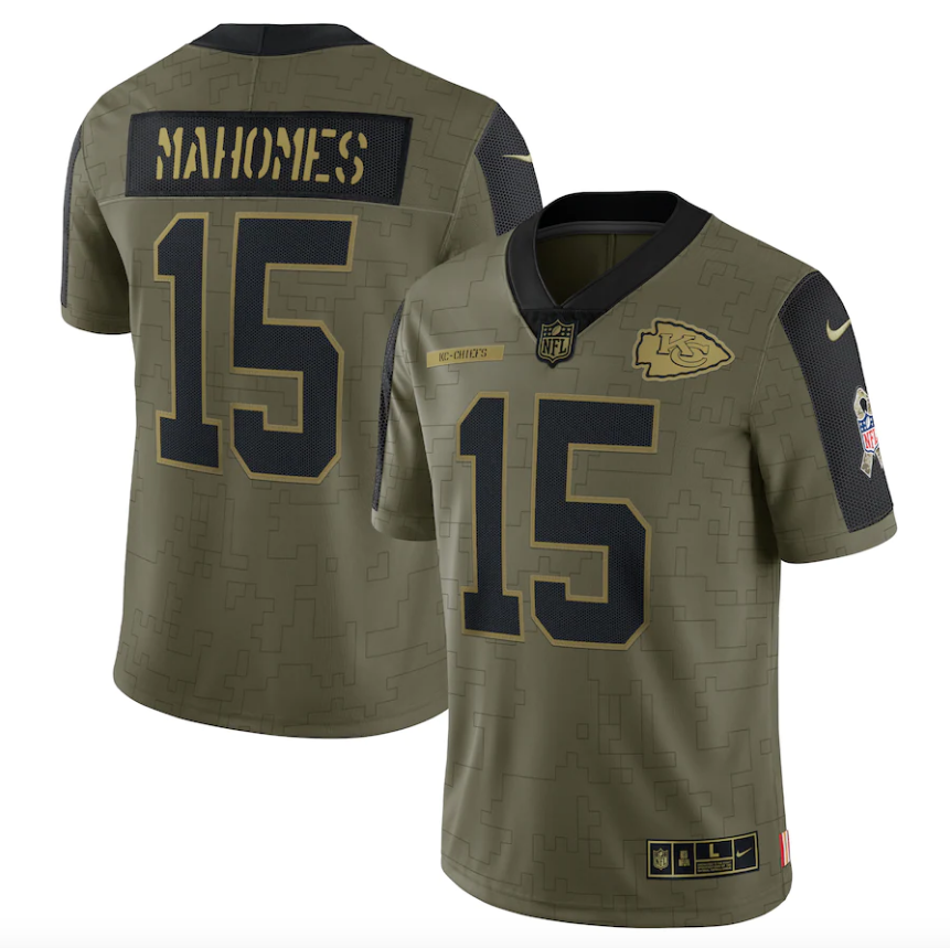 Kansas City Chiefs Patrick Mahomes Nike Olive 2021 Salute To Service Limited Player Jersey for Men product image 1, provided