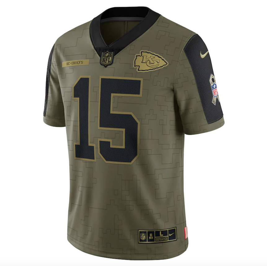 Kansas City Chiefs Patrick Mahomes Nike Olive 2021 Salute To Service Limited Player Jersey for Men product image 2, provided