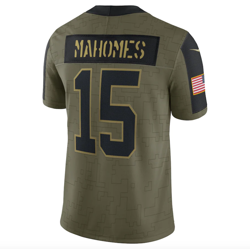 Kansas City Chiefs Patrick Mahomes Nike Olive 2021 Salute To Service Limited Player Jersey for Men product image 3, provided