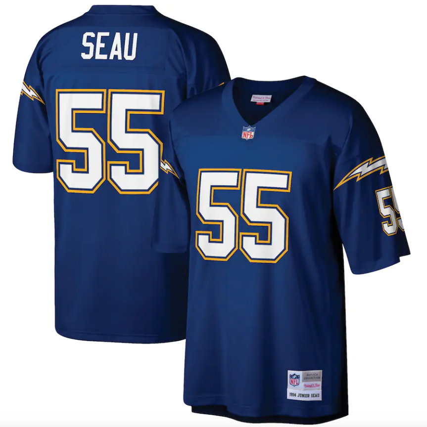 Junior Seau San Diego Chargers Mitchell & Ness Retired Player Legacy Replica Jersey - Navy product image 1, provided for