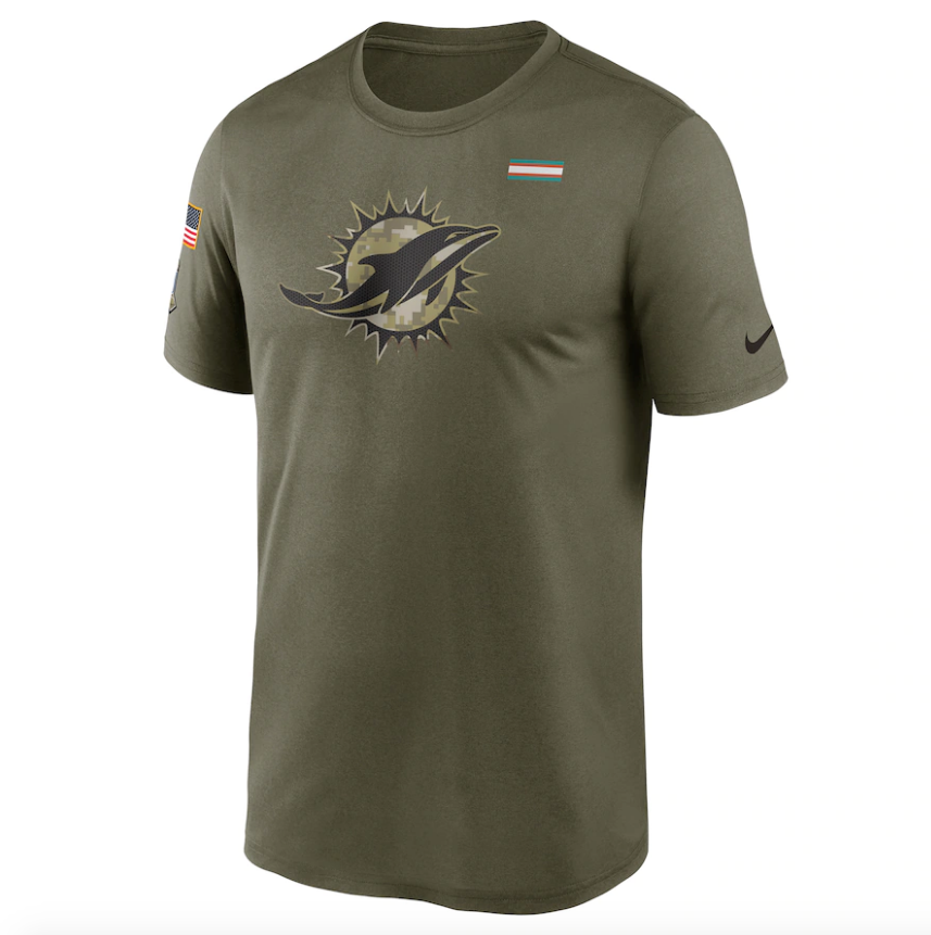 Miami Dolphins Nike Olive 2021 Salute To Service Legend Performance T-Shirt for Men product image 2, provided for visual