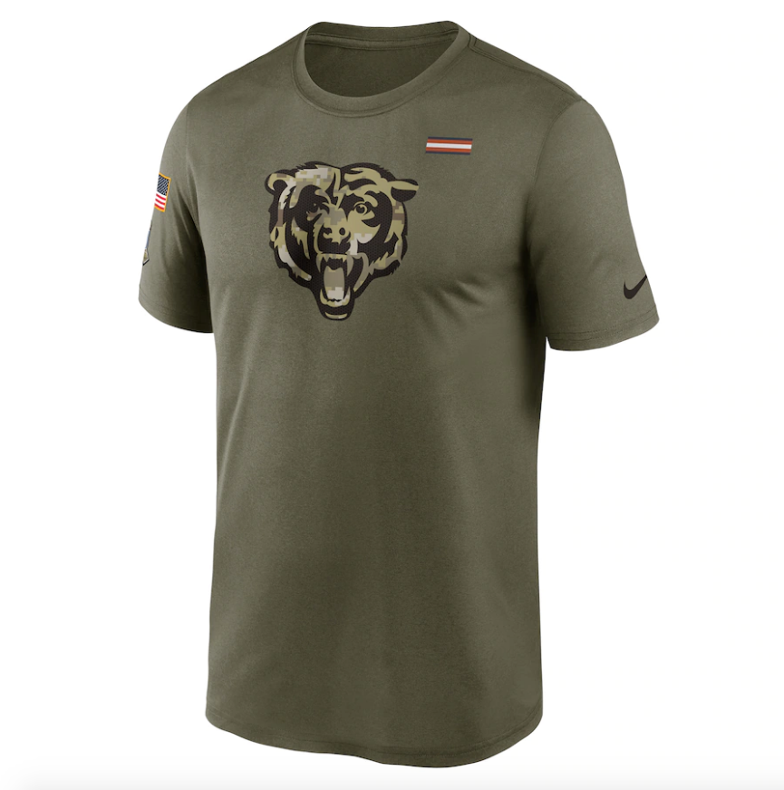 Chicago Bears Nike Olive Salute To Service Legend Performance T-Shirt for Men product image 2, provided for visual reference