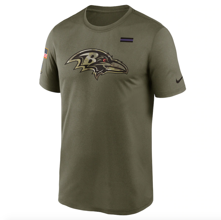 Baltimore Ravens Nike Olive 2021 Salute To Service Legend Performance T-Shirt for Men product image 2, provided for visual
