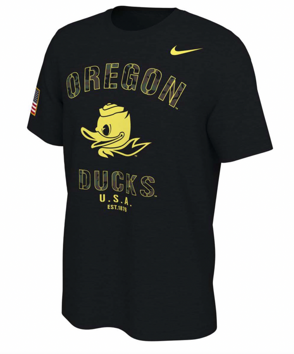 Oregon Ducks 2021 Veterans Day Nike Sideline Black T-Shirt product image 1, provided for visual reference and product detail