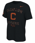 Clemson Tigers Veterans Day Nike Sideline Black T-Shirt product image 1, provided for visual reference and product detail