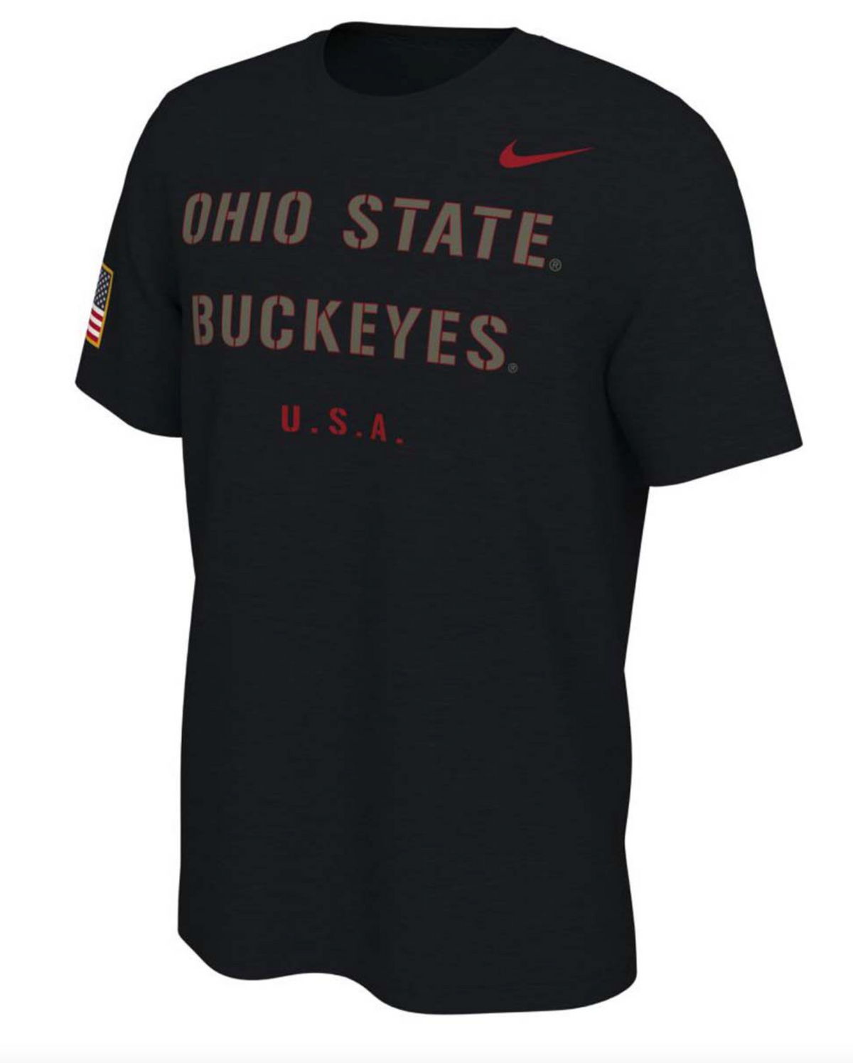 Ohio State Buckeyes Veterans Day Nike Sideline Black T-Shirt product image 1, provided for visual reference and product