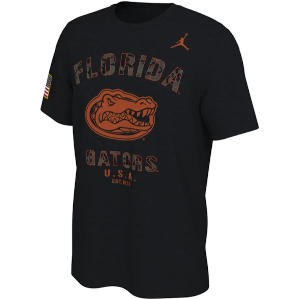 Nike Florida Gators Veterans Day Jumpman Sideline Black T-Shirt for Men product image 1, provided for visual reference and