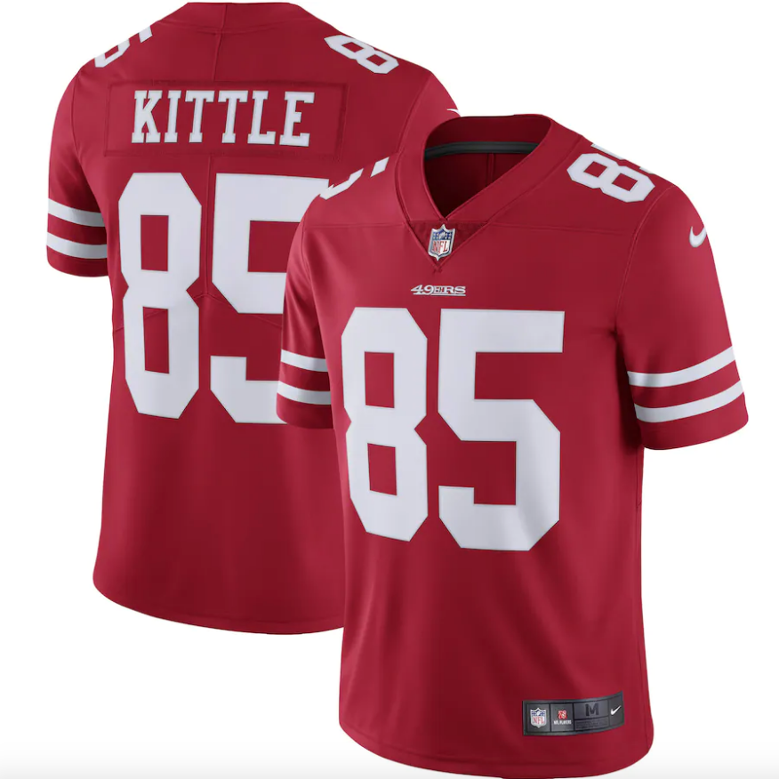 San Francisco 49ers George Kittle Scarlet Vapor Limited Jersey for Men product image 1, provided for visual reference and
