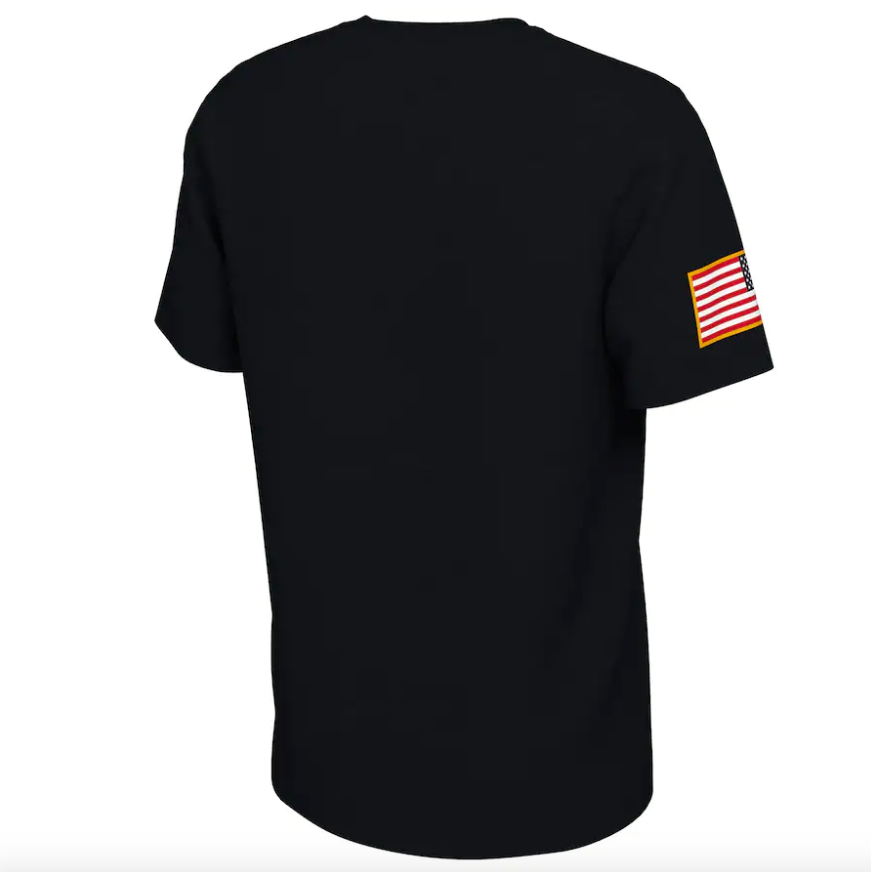 Iowa Hawkeyes Veterans Day Nike Sideline Black T-Shirt product image 2, provided for visual reference and product detail