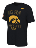 Iowa Hawkeyes Veterans Day Nike Sideline Black T-Shirt product image 1, provided for visual reference and product detail