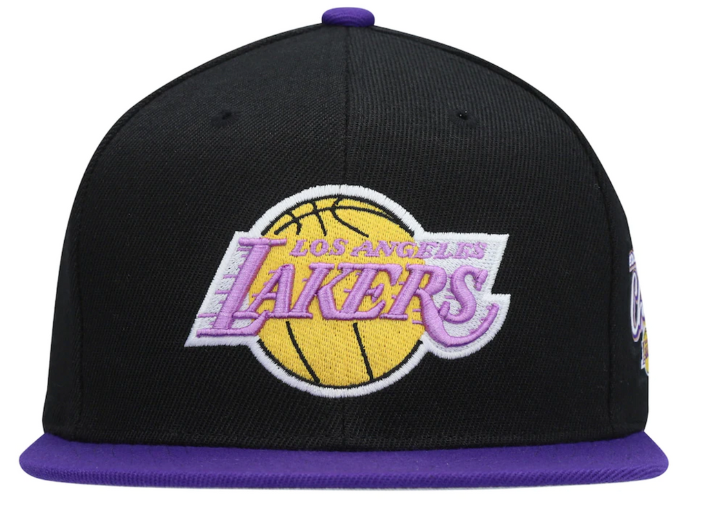 Los Angeles Lakers Mitchell & Ness Black/Purple NBA Patches 2 Tone Snapback Adjustable Hat for Men product image 2, provided