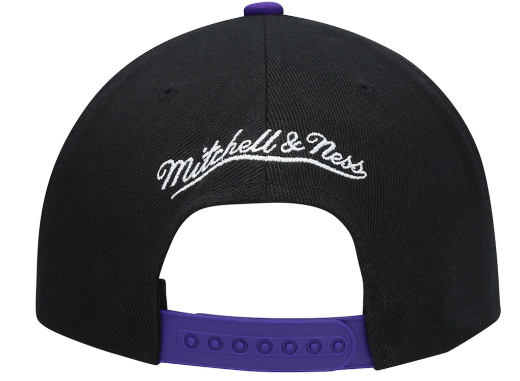 Los Angeles Lakers Mitchell & Ness Black/Purple NBA Patches 2 Tone Snapback Adjustable Hat for Men product image 3, provided