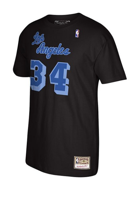 Shaquille O'Neal Los Angeles Lakers Mitchell & Ness Reload 2.0 Name & Number T-Shirt - Black/Blue for Men product image 2,