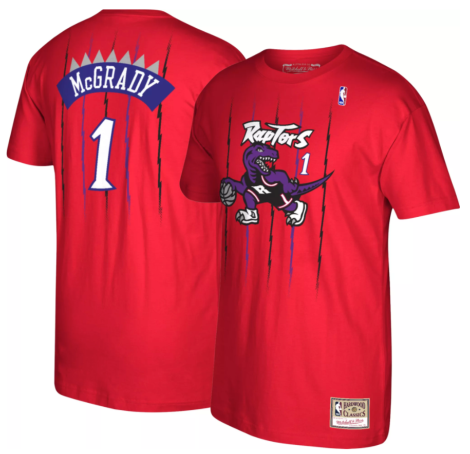 Toronto Raptors Tracy McGrady Mitchell & Ness Red Reload Name & Number T-Shirt for Men product image 1, provided for visual
