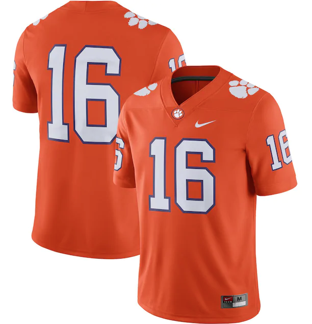 Nike Clemson Tigers #16 Replica Game Football Jersey product image 3, provided for visual reference and product detail review