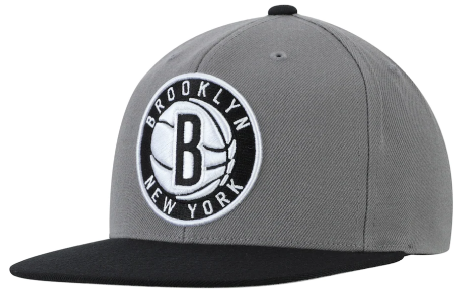 Brooklyn Nets Mitchell & Ness Two-Tone Wool Snapback Hat - Gray/Black for Men product image 1, provided for visual reference