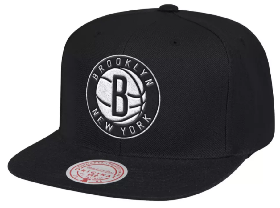 Brooklyn Nets Mitchell & Ness Black Basic Core Wool Snapback Hat for Men product image 1, provided for visual reference and