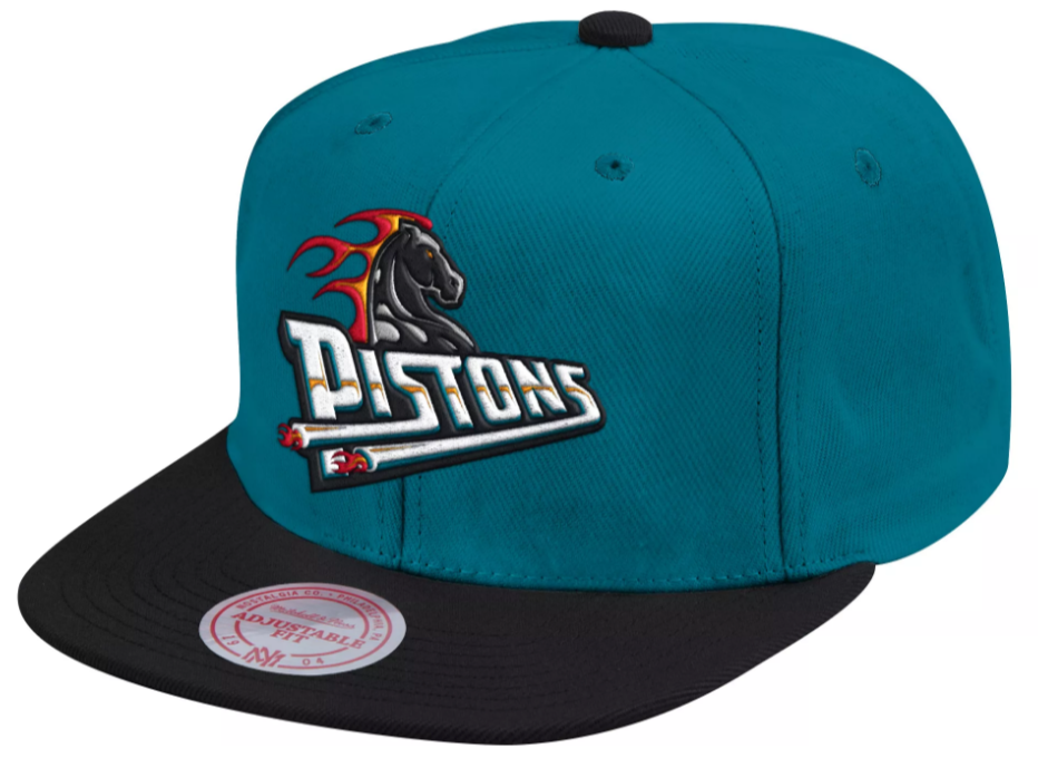 Detroit Pistons Mitchell & Ness HWC Teal/Black Snapback Hat for Men product image 1, provided for visual reference and
