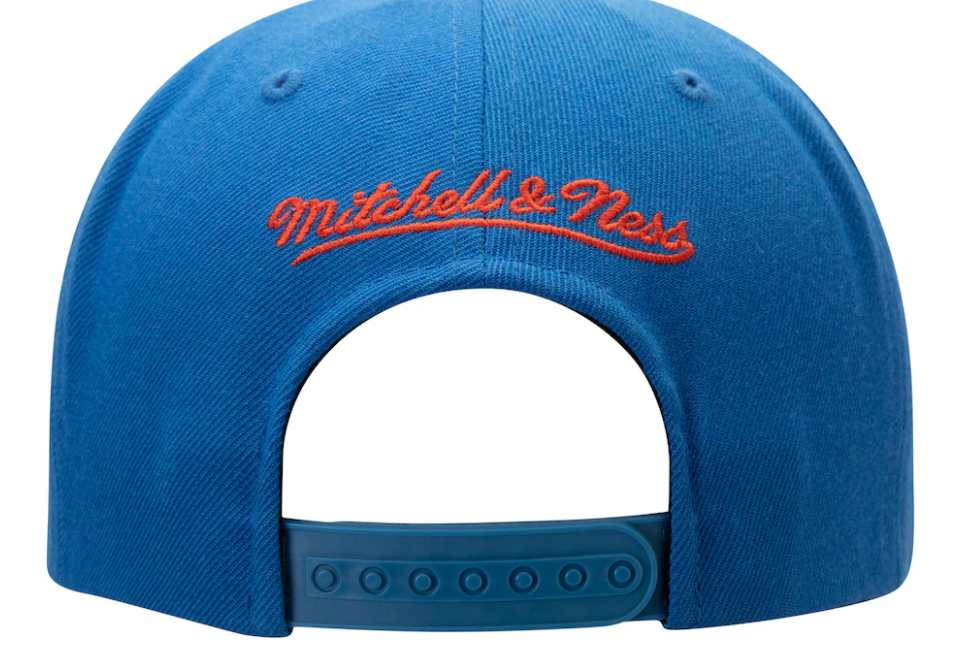 Mitchell & Ness Oklahoma City Thunder Core Blue/ Orange Adjustable Snapback Hat for Men product image 2, provided for visual