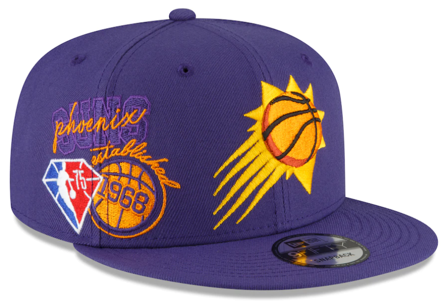 Mens Phoenix Suns NBA 2022 Back Half New Era Purple 9FIFTY Snapback Hat product image 1, provided for visual reference and