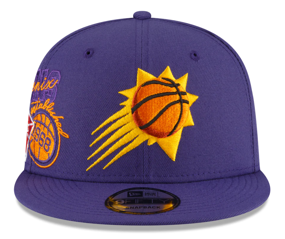 Mens Phoenix Suns NBA 2022 Back Half New Era Purple 9FIFTY Snapback Hat product image 2, provided for visual reference and