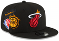 Mens Miami Heat NBA 2022 Back Half New Era Black 9FIFTY Snapback Hat product image 1, provided for visual reference and
