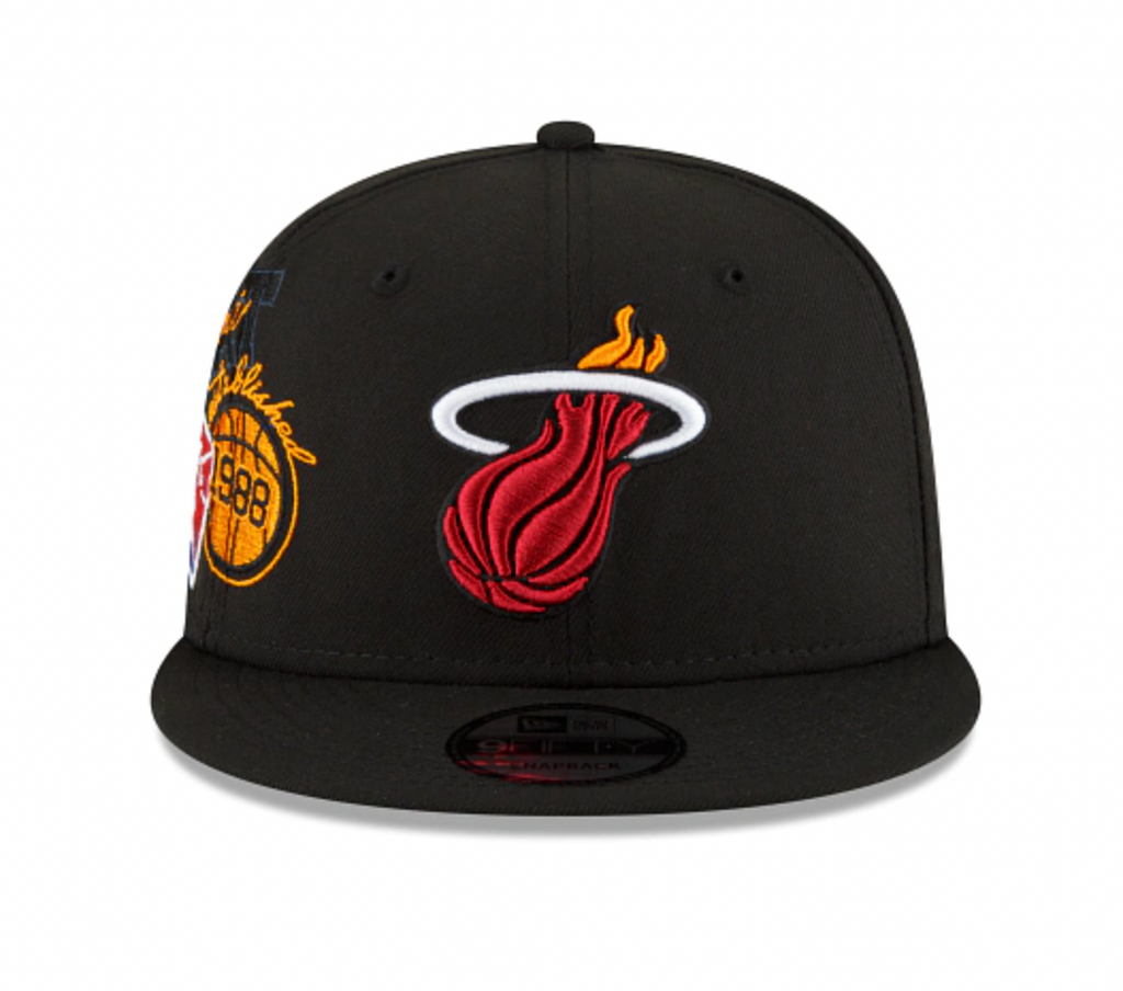 Mens Miami Heat NBA 2022 Back Half New Era Black 9FIFTY Snapback Hat product image 2, provided for visual reference and