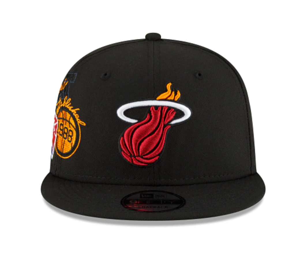 Mens Miami Heat NBA 2022 Back Half New Era Black 9FIFTY Snapback Hat product image 2, provided for visual reference and