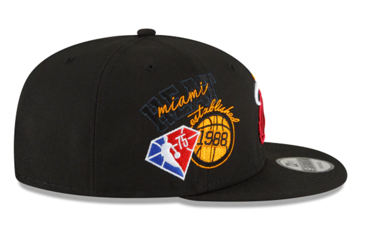 Mens Miami Heat NBA 2022 Back Half New Era Black 9FIFTY Snapback Hat product image 5, provided for visual reference and
