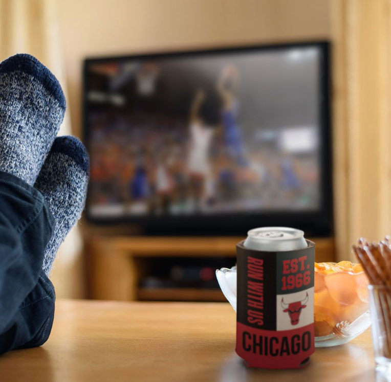 Chicago Bulls Color Block 12 oz. Can Cooler By Wincraft product image 2, provided for visual reference and product detail
