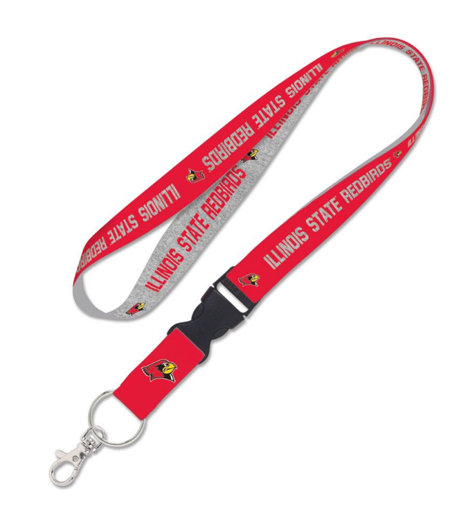 Illinois State Redbirds 2-Sided Red/Gray Lanyard With Detachable Buckle product image 1, provided for visual reference and