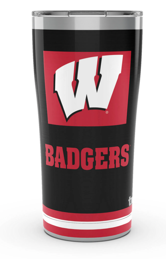 Wisconsin Badgers™ Blocked 20 oz. Stainless Steel Tumbler product image 1, provided for visual reference and product detail