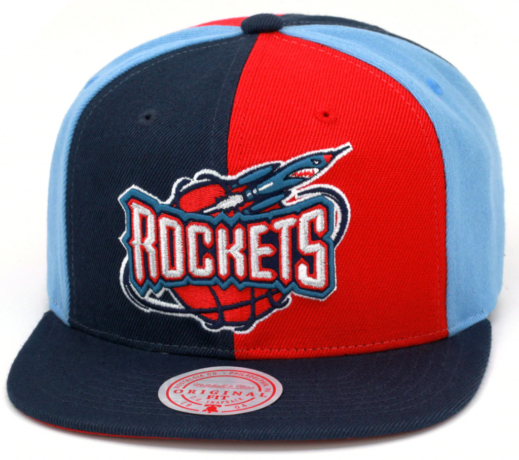 Houston Rockets Mitchell & Ness NBA Pinwheel Snapback Hat for Men product image 1, provided for visual reference and product