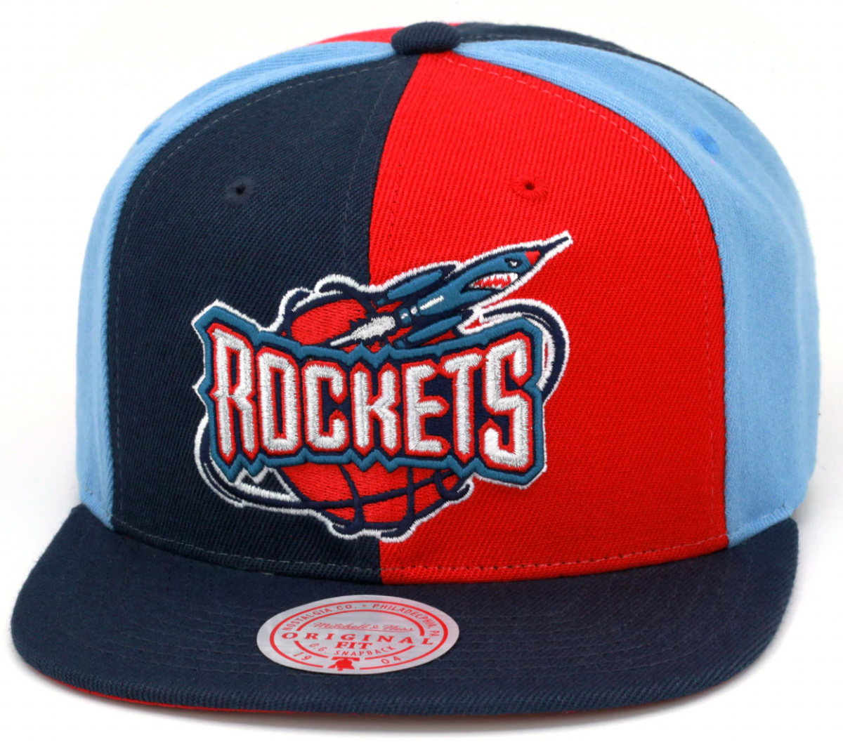 Houston Rockets Mitchell & Ness NBA Pinwheel Snapback Hat for Men product image 1, provided for visual reference and product