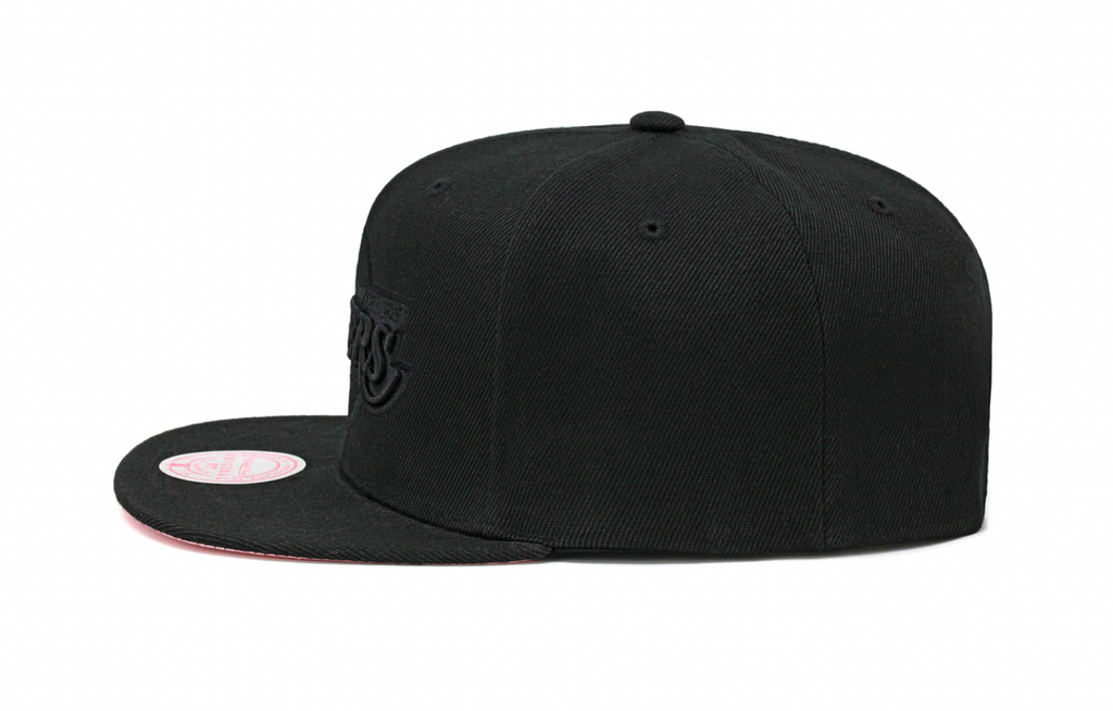 Los Angeles Lakers Mitchell & Ness Tonal Black Pink Moon Snapback Hat product image 3, provided for visual reference and
