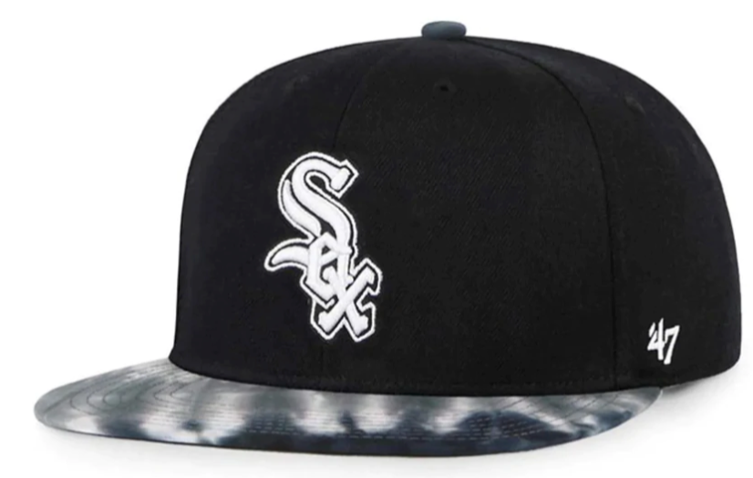 Chicago White Sox MLB Black Truckin Tie Dye '47 Brand Captain Snapback Hat product image 1, provided for visual reference