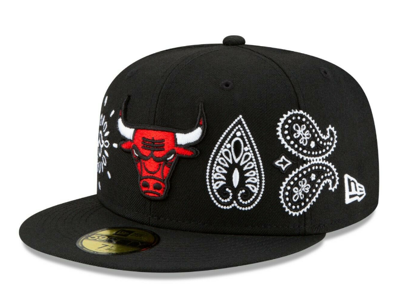 Chicago Bulls New Era Paisley Elements 59FIFTY Fitted Hat - Black product image 3, provided for visual reference and product